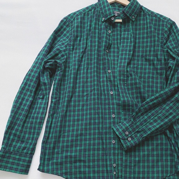 Green & Navy Blue Checkered Flannel - Picture 1 of 10